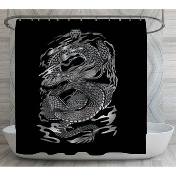 Black Dragon Head Shower Curtain