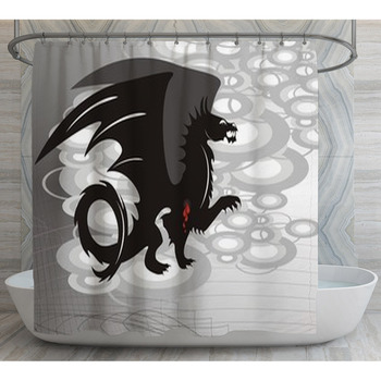 Black Dragon With Blood On An Abstract Shower Curtain