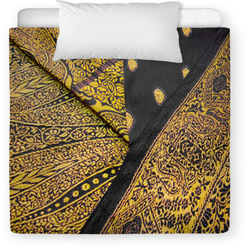 Black Embroided Indian Saree Toddler Duvet