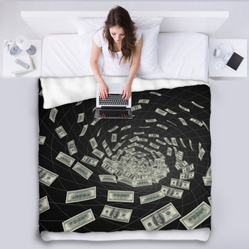 Black Hole_dollars Fleece Blanket