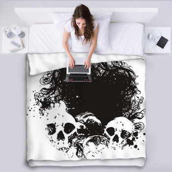 Black Hole Skull Illustration Fleece Blanket