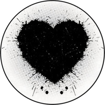 Black Ink Heart. Round Rug