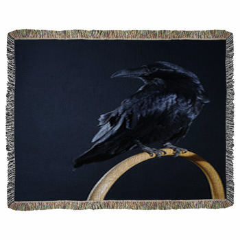 Black Raven Woven Throw Blanket
