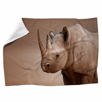 Black Rhinoceros Portrait Fleece Blanket