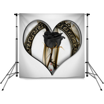 Black Rose Heart Pole Pocket Backdrop