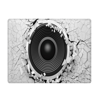 Black Sound Speaker On White Cracked Wall Bath Mat