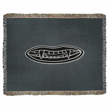 Black Vampire Teeth Woven Throw Blanket