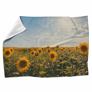 Blooming Sunflowers In A Field Fleece Blanket
