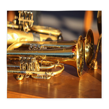 Blowing Brass Wind Instrument On Custom Size Floor Mat