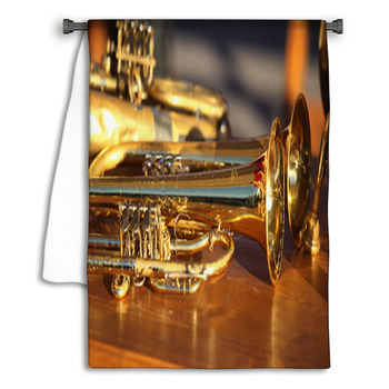 Blowing Brass Wind Instrument On Table Towel