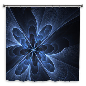 Blue Abstract Flower Blossom Shower Curtain