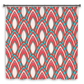 Blue And Pink Foliage Pattern Custom Size Shower Curtain