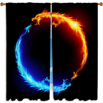 Blue And Red Fire Dragons Custom Size Window Curtain