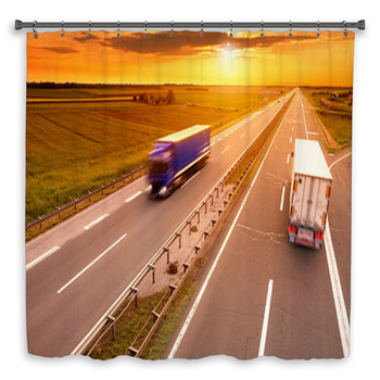 Blue And White Truck In Custom Size Shower Curtain