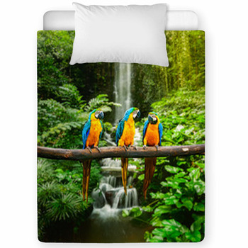 Blue and Yellow Macaw In A Rainforest Toddler Comforter