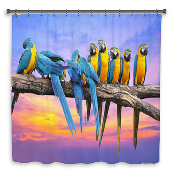Blue And Yellow Macaw With Beautiful Sky Shower Curtain