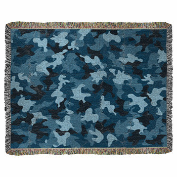 Blue Camouflage Woven Throw Blanket