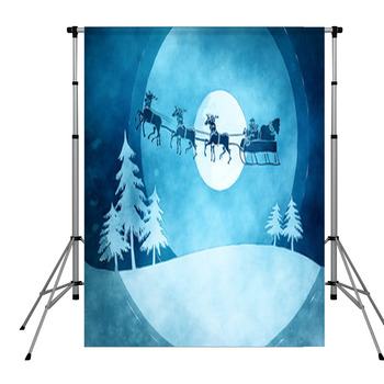 Blue Christmas Pole Pocket Backdrop