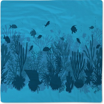 Blue Coral Reef And Fishes Pattern Baby Blanket