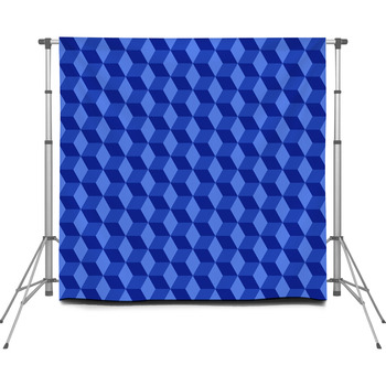 Blue Cubes Pattern Background Custom Size Backdrop