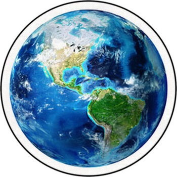 Blue Earth Globe Isolated - Usa Round Rug