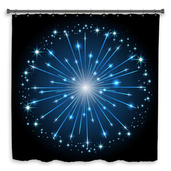 Blue Firework Custom Size Shower Curtain