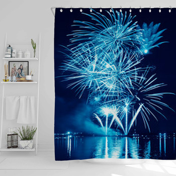 Blue Firework In A Night Sky Shower Curtain