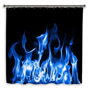 Blue Flames Custom Size Shower Curtain
