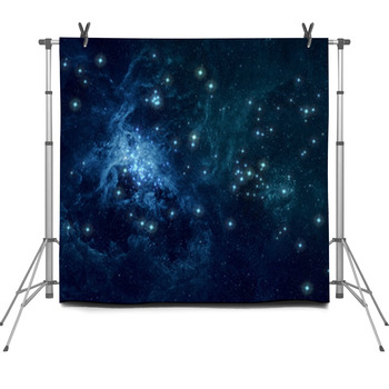 Blue Nebula Stars Background Fleece Backdrop