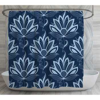 Blue Persian Paisley Seamless Floral Shower Curtain