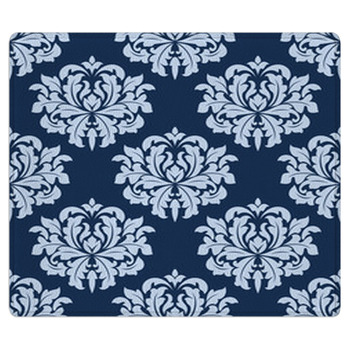 Blue Seamless Damask Pattern Bath Mat