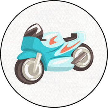 Blue Sportive Motorcycle Racing Related Round Rug