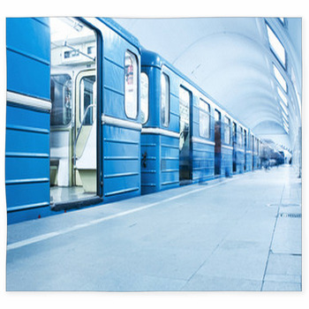 Blue Train On Subway Station Custom Size Floor Mat