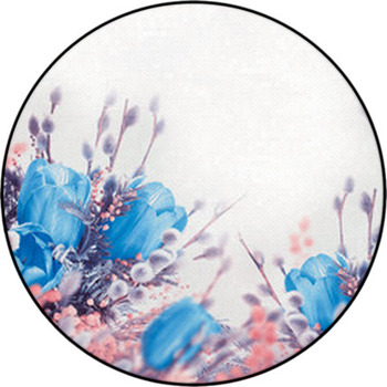 Blue Tulips With Mimosa, Spring Background Round Rug