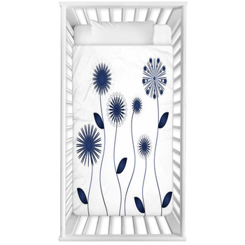 Blue Winter Flowers Baby Crib Comforter