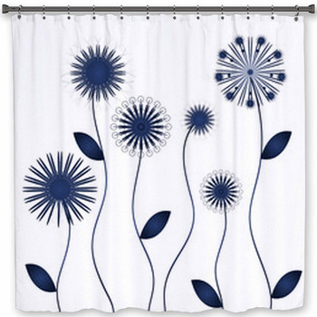 Blue Winter Flowers Shower Curtain