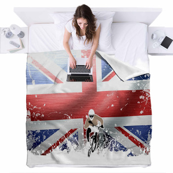 BMX Cyclist Fleece Bed Blanket