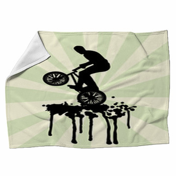 Bmx Jump On Splash In Black And Green Fleece Blanket