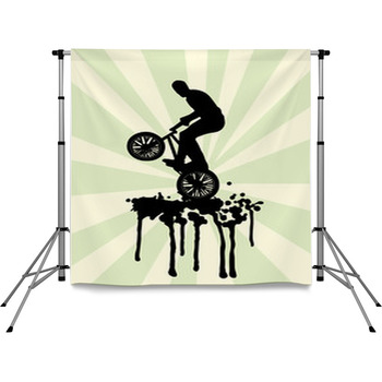 Bmx Jump On Splash In Black And Pole Pocket Backdrop