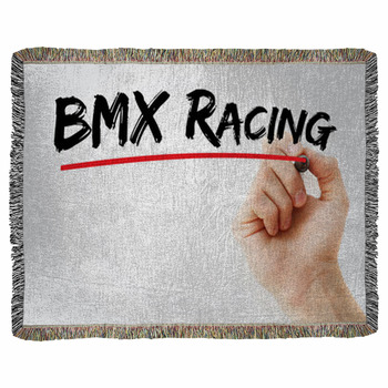 Bmx Racing Text With Marker Concept Woven Throw Blanket
