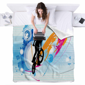 Bmx Rider Fleece Bed Blanket
