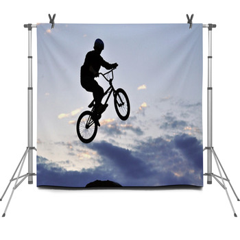 BMX Rider Making A Bike Jump Fleece Backdrop