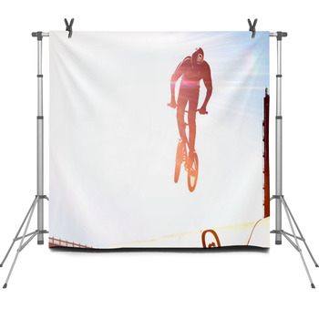 Bmx Rider Performing Air Trick Fleece Backdrop