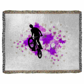 Bmx Rider Woven Throw Blanket