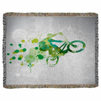 Bmx Rider Woven Throw Blanket