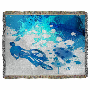 Bmx Rider Woven Throw Blanket