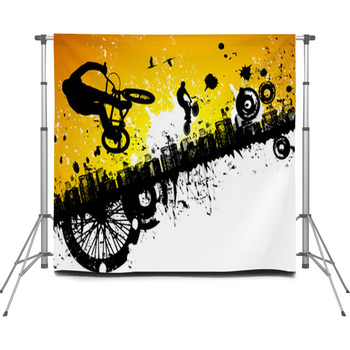 BMX Riders In A City Background Custom Size Backdrop