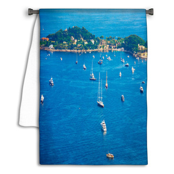 Boats In Nice City Bay Towel