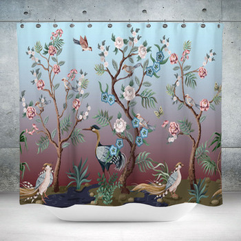 Border In Chinoiserie Style Custom Size Shower Curtain