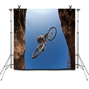 Boy Going Airborne With A Dirt  Bike Fleece Backdrop